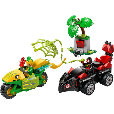 LEGO® Spidey, Spin og Electros jagt i dinosaurkøretøjer