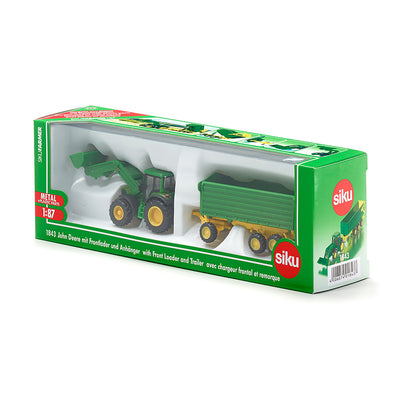 Siku John Deere Frontlæsser og anhænger, 1:87