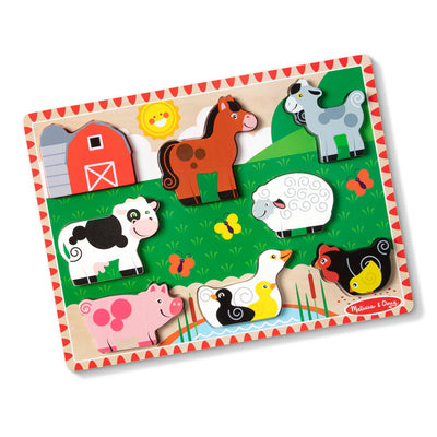 Melissa & Doug Puslespil i træ med store brikker, Bondegård - 8 brikker