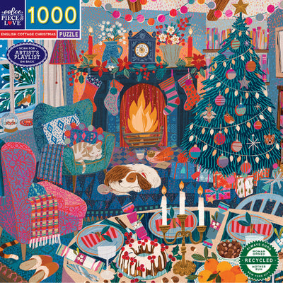 eeBoo Puslespil, 1000 brk - English Cottage Christmas