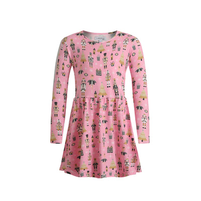 Liberté Ami (Børn) Alma Ls Babydoll Dress - Nutcracker Bubblegum