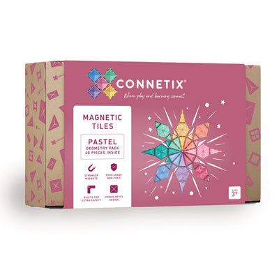 Connetix magnetisk byggesæt, Geometry Pack , 40 dele - Pastel