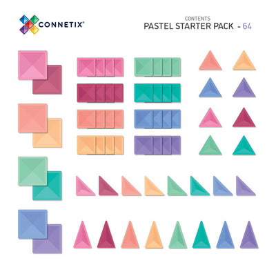 Connetix magnetisk byggesæt, Starter pack, 60 dele - Pastel