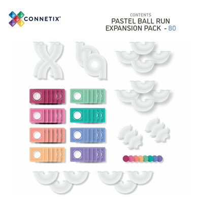 Connetix magnetisk byggesæt, Ball Run Expansion Pack, 80 dele - Pastel