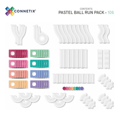 Connetix magnetisk byggesæt, Ball Run Pack , 106 dele - Pastel