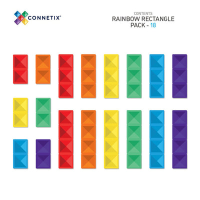 Connetix magnetisk byggesæt, Ractangle Pack - 18 dele - rainbow