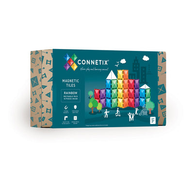 Connetix magnetisk byggesæt, Ractangle Pack - 18 dele - rainbow