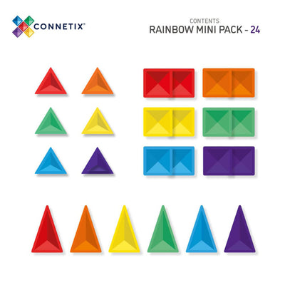 Connetix magnetisk byggesæt, Mini Pack, 24 dele - Rainbow