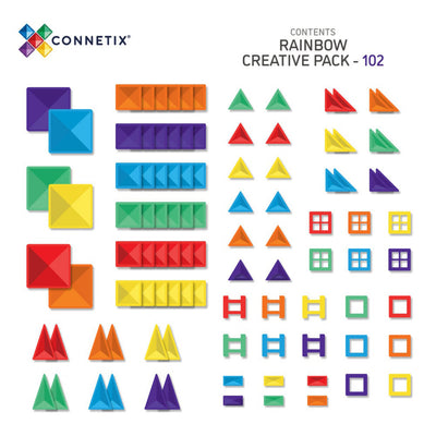 Connetix magnetisk byggesæt, Creative Pack, 102 dele - Rainbow