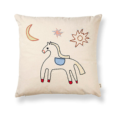 ferm Living pude, broderet, Naive - Horse