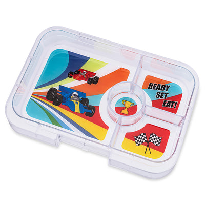 Yumbox XL madkasse m. 4 rum, Tapas - Monte Carlo blue/ Race cars