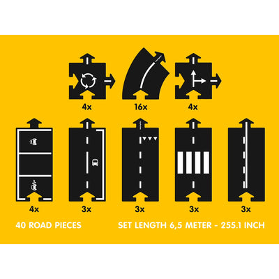 Waytoplay bilbane i gummi, 40 dele - King of the road