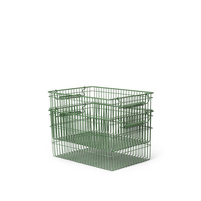 ferm Living trådkurv, Cala Stackable Baskets, Sæt m. 2 stk. - Verdant green