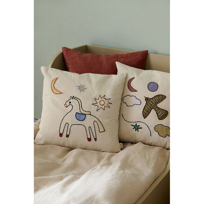 ferm Living pude, broderet, Naive - Horse