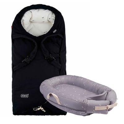 Voksi® sampak med Carry North Black flying + Baby Nest Premium Stone Grey Flying BEGRÆNSET ANTAL