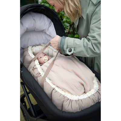 Sebra 3-i-1 babynest, babylift og legetæppe, Sophora Leaves - Beige